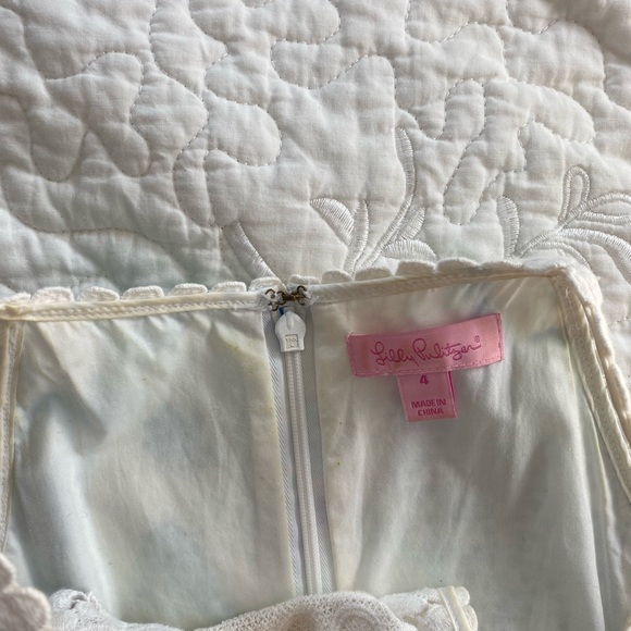 Lilly Pulitzer Pearl Lace Crochet Halter Neck Shift Resort White Blue Dress - Picture 6 of 11